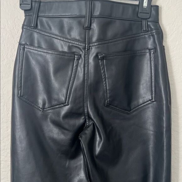 Abercrombie & Fitch Black Ultra High Ankle Straight Vegan Leather Pants SZ 24 - Picture 8 of 16